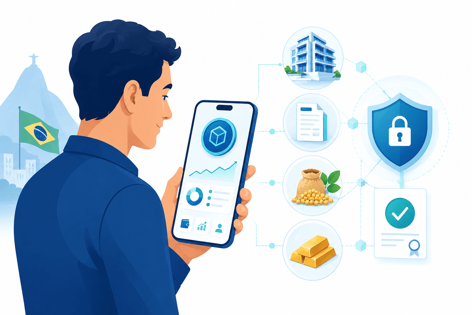 Brazilian investor evaluating RWA token safely on an exchange app